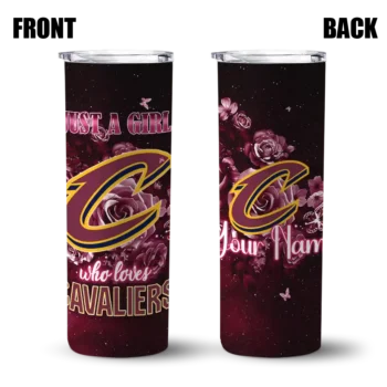 custom cleveland cavaliers rose romance wine black skinny tumbler fashion forward.webp