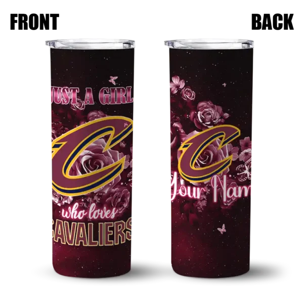 custom cleveland cavaliers rose romance wine black skinny tumbler fashion forward.webp