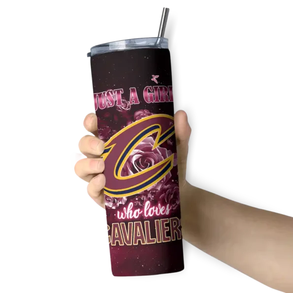 custom cleveland cavaliers rose romance wine black skinny tumbler premium grade.webp