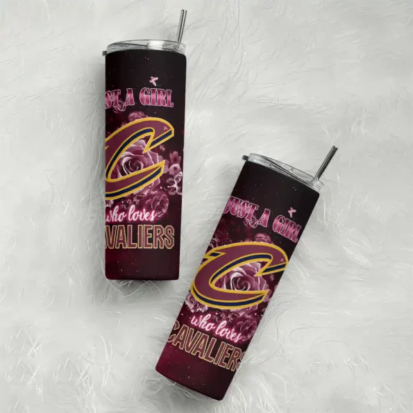 custom cleveland cavaliers rose romance wine black skinny tumbler top rated.webp