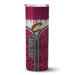 custom cleveland cavaliers sparkle drip wine skinny tumbler best selling 1.webp