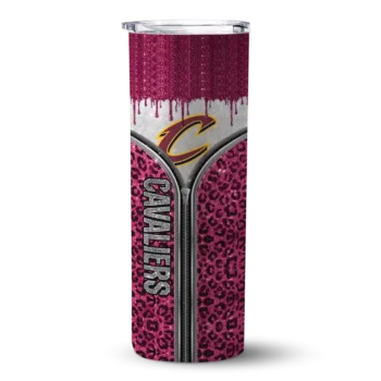 custom cleveland cavaliers sparkle drip wine skinny tumbler best selling 1.webp