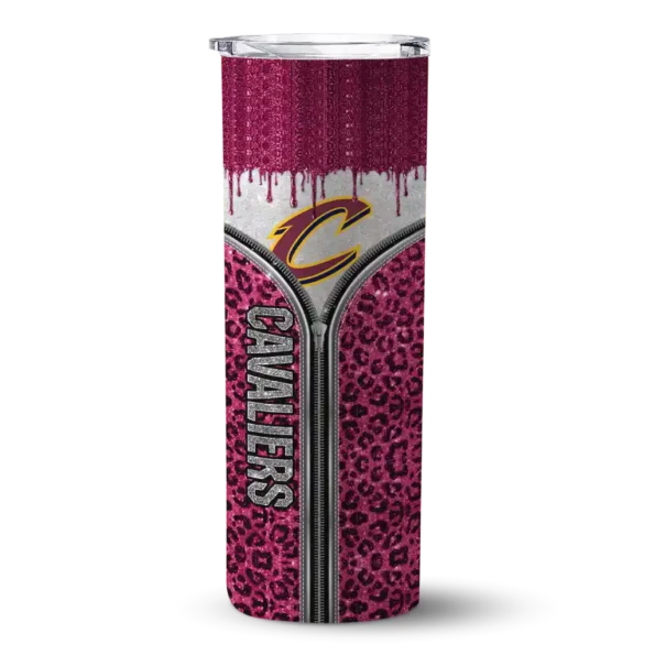 custom cleveland cavaliers sparkle drip wine skinny tumbler best selling 1.webp