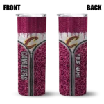 custom cleveland cavaliers sparkle drip wine skinny tumbler best selling 1.webp