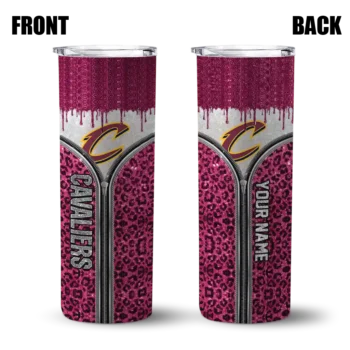 custom cleveland cavaliers sparkle drip wine skinny tumbler fashion forward.webp