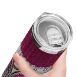 custom cleveland cavaliers sparkle drip wine skinny tumbler best selling 1.webp