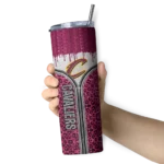 custom cleveland cavaliers sparkle drip wine skinny tumbler best selling 1.webp