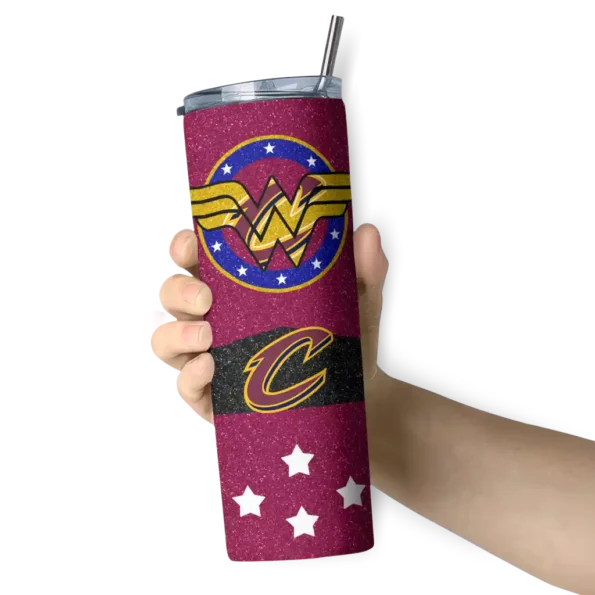 custom cleveland cavaliers star cluster wine skinny tumbler premium grade.webp