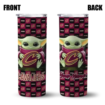 custom cleveland cavaliers yoda cozy wine black skinny tumbler fashion forward.webp