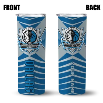 custom dallas mavericks camo texture blue skinny tumbler fashion forward.webp