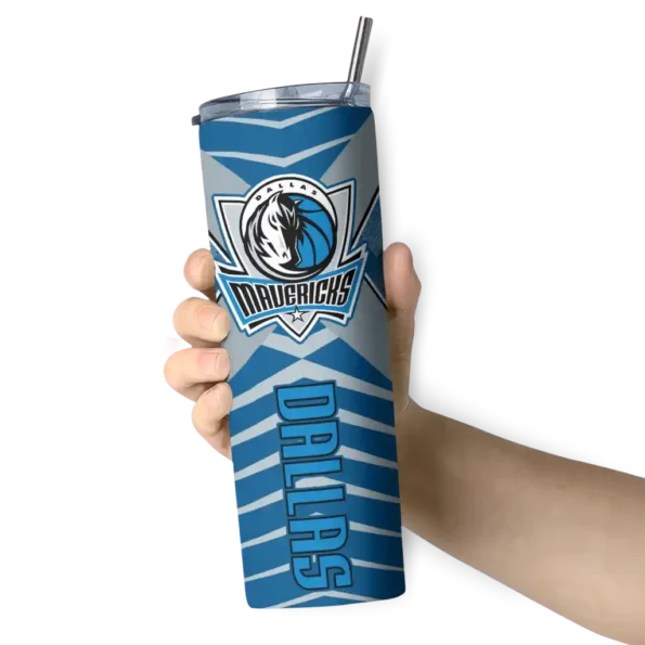 custom dallas mavericks camo texture blue skinny tumbler premium grade.webp