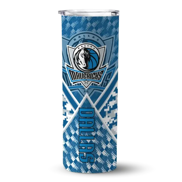 custom dallas mavericks monogram burst blue white skinny tumbler best selling 1.webp