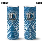 custom dallas mavericks monogram burst blue white skinny tumbler best selling 1.webp