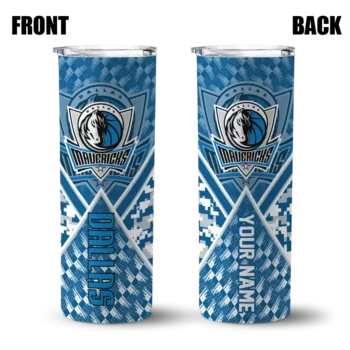 custom dallas mavericks monogram burst blue white skinny tumbler fashion forward.webp