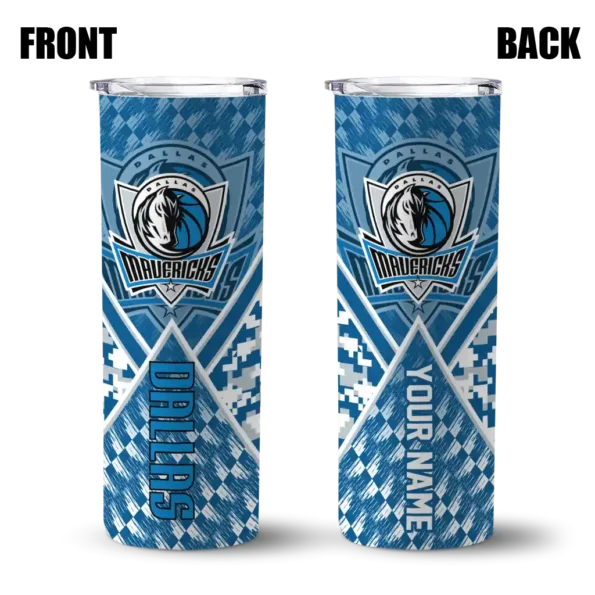 custom dallas mavericks monogram burst blue white skinny tumbler fashion forward.webp