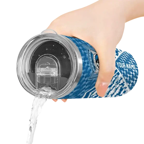 custom dallas mavericks monogram burst blue white skinny tumbler latest model.webp