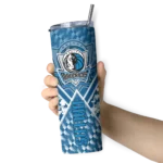 custom dallas mavericks monogram burst blue white skinny tumbler best selling 1.webp