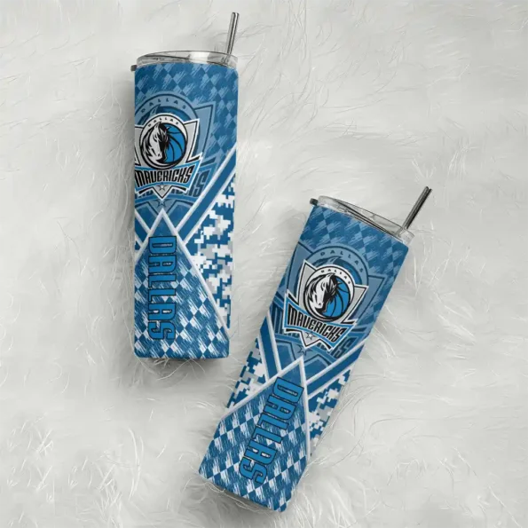 custom dallas mavericks monogram burst blue white skinny tumbler top rated.webp