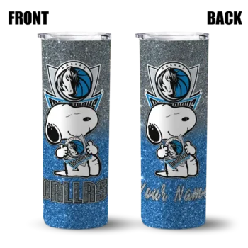 custom dallas mavericks snoopy attitude blue skinny tumbler fashion forward.webp