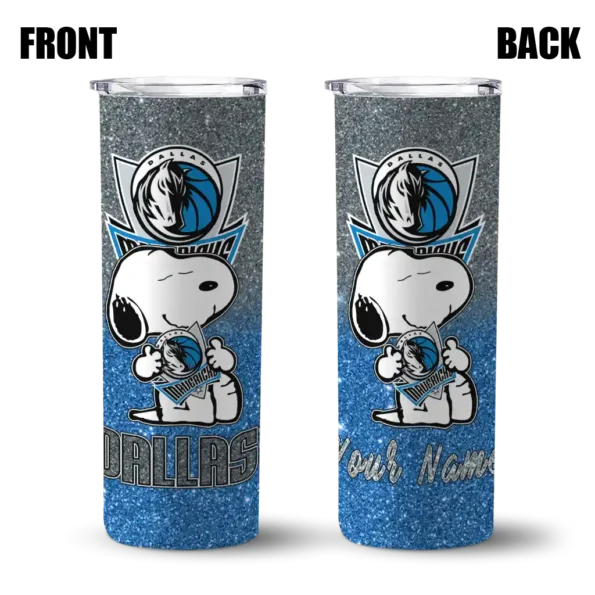 custom dallas mavericks snoopy attitude blue skinny tumbler fashion forward.webp