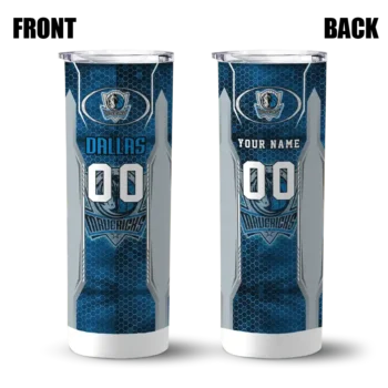 custom dallas mavericks stacked diamond blue skinny tumbler fashion forward.webp
