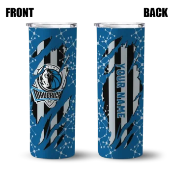 custom dallas mavericks star pop blue black skinny tumbler fashion forward.webp