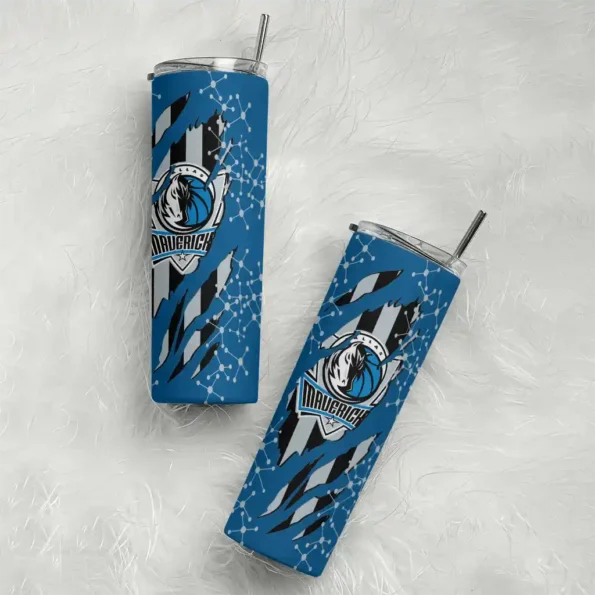 custom dallas mavericks star pop blue black skinny tumbler top rated.webp