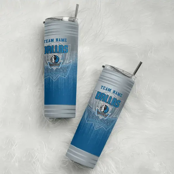 custom dallas mavericks swirl texture blue skinny tumbler top rated.webp