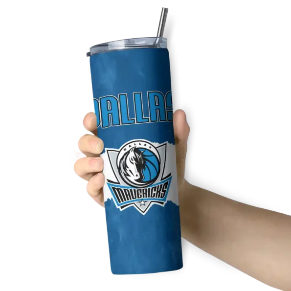 custom dallas mavericks torn band blue white skinny tumbler premium grade.webp