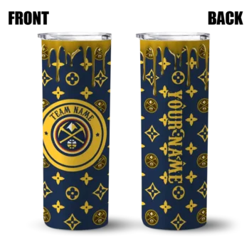 custom denver nuggets camo streak blue skinny tumbler fashion forward.webp