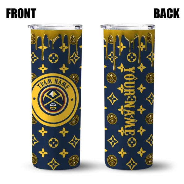 custom denver nuggets camo streak blue skinny tumbler fashion forward.webp