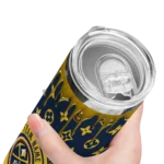 custom denver nuggets camo streak blue skinny tumbler best selling 1.webp