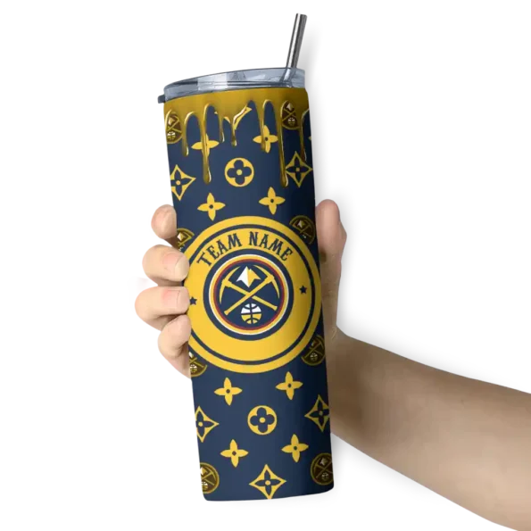 custom denver nuggets camo streak blue skinny tumbler premium grade.webp