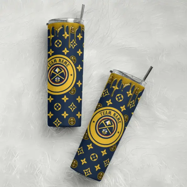 custom denver nuggets camo streak blue skinny tumbler top rated.webp