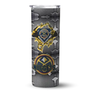 custom denver nuggets chevron v blue gray skinny tumbler best selling 1.webp