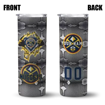 custom denver nuggets chevron v blue gray skinny tumbler fashion forward.webp