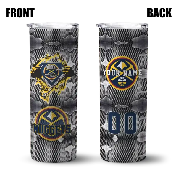 custom denver nuggets chevron v blue gray skinny tumbler fashion forward.webp