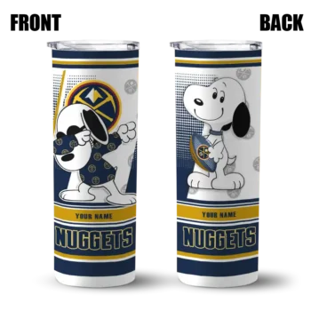 custom denver nuggets snoopy dog blue white skinny tumbler fashion forward.webp