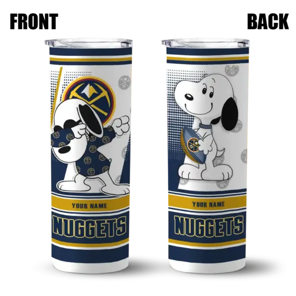 custom denver nuggets snoopy dog blue white skinny tumbler fashion forward.webp