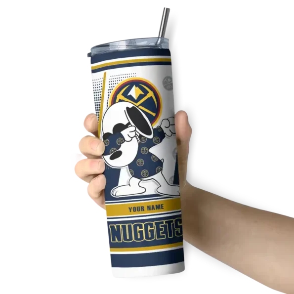 custom denver nuggets snoopy dog blue white skinny tumbler premium grade.webp