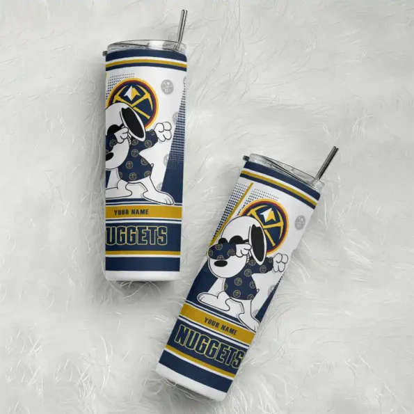 custom denver nuggets snoopy dog blue white skinny tumbler top rated.webp
