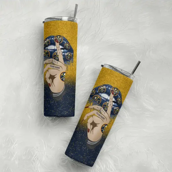custom denver nuggets sparkle lips blue skinny tumbler top rated.webp