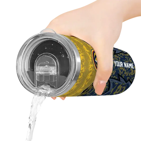 custom denver nuggets spiral burst print blue skinny tumbler latest model.webp