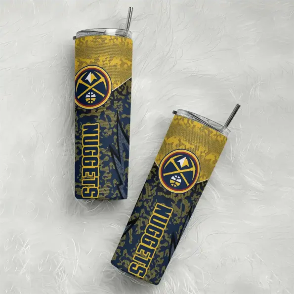 custom denver nuggets spiral burst print blue skinny tumbler top rated.webp
