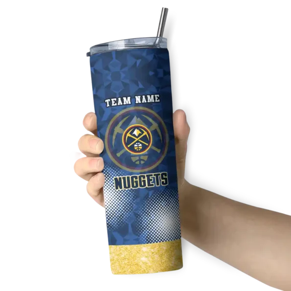 custom denver nuggets starburst tiles blue skinny tumbler premium grade.webp