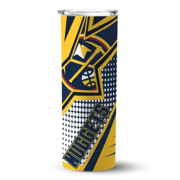 custom denver nuggets web stripes blue white skinny tumbler best selling 1.webp