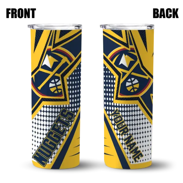 custom denver nuggets web stripes blue white skinny tumbler fashion forward.webp