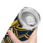 custom denver nuggets web stripes blue white skinny tumbler best selling 1.webp