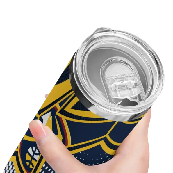 custom denver nuggets web stripes blue white skinny tumbler high quality.webp