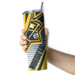 custom denver nuggets web stripes blue white skinny tumbler best selling 1.webp